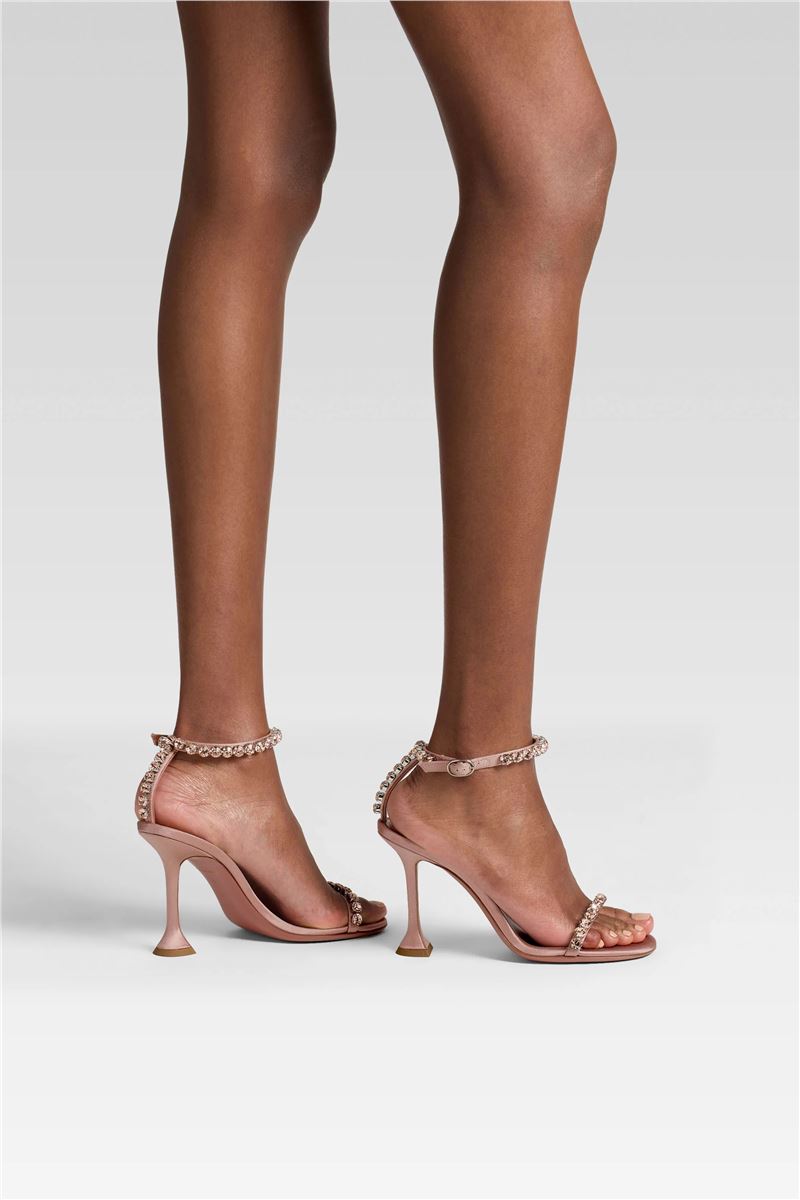 Gigi sandal 95 powder satin and vintage rose crystals-AMINA MUADDI-Verso