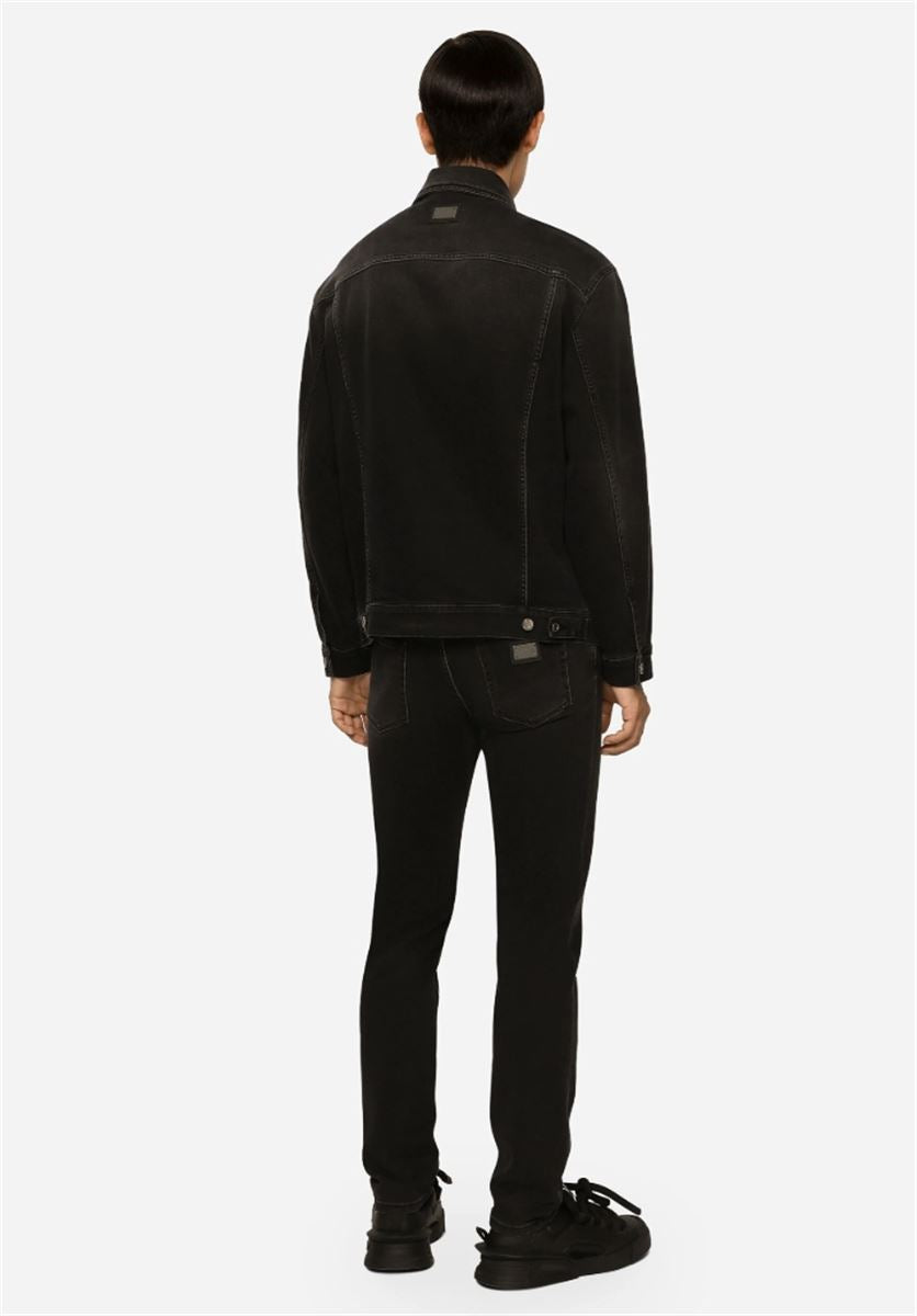 GRAY WASH SLIM-FIT STRETCH JEANS - DOLCE & GABBANA - Verso