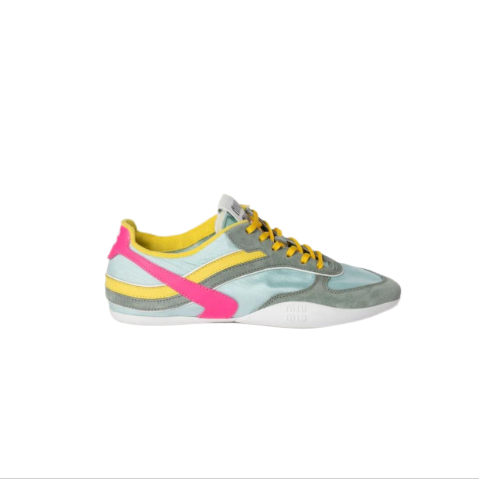 GYMNASIUM TECHNICAL FABRIC AND SUEDE SNEAKERS-MIU MIU-Verso
