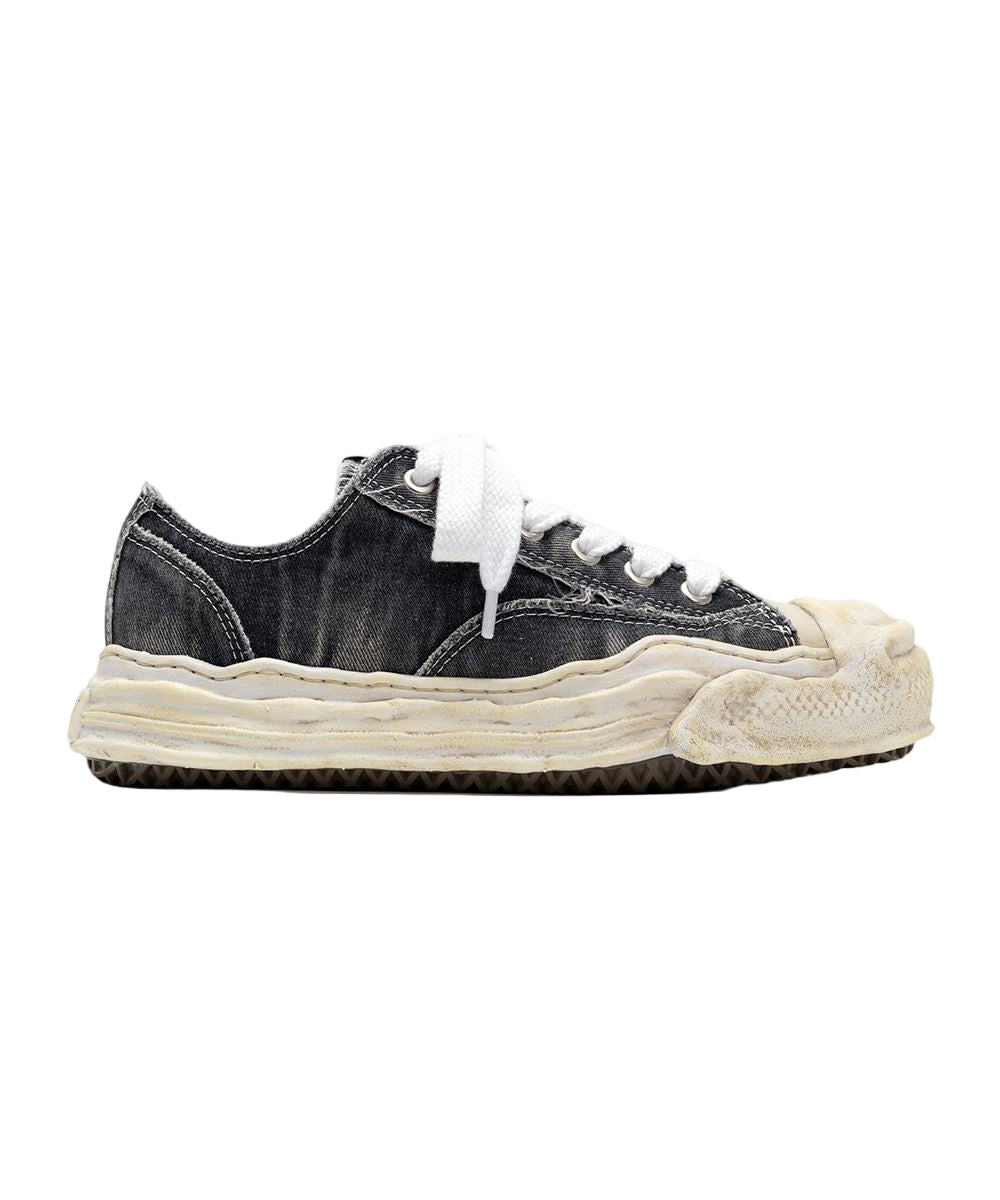 "HANK" OG Sole Bleach-Wash Denim Canvas Low-top Sneaker-MAISON MIHARA YASUHIRO-Verso