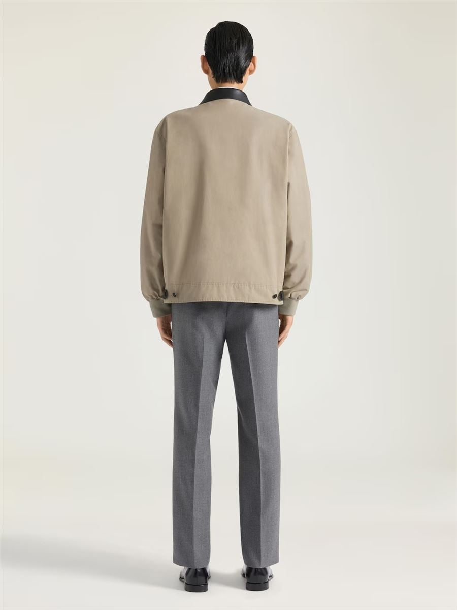 Harrington in cotton with leather details-GIVENCHY-Verso