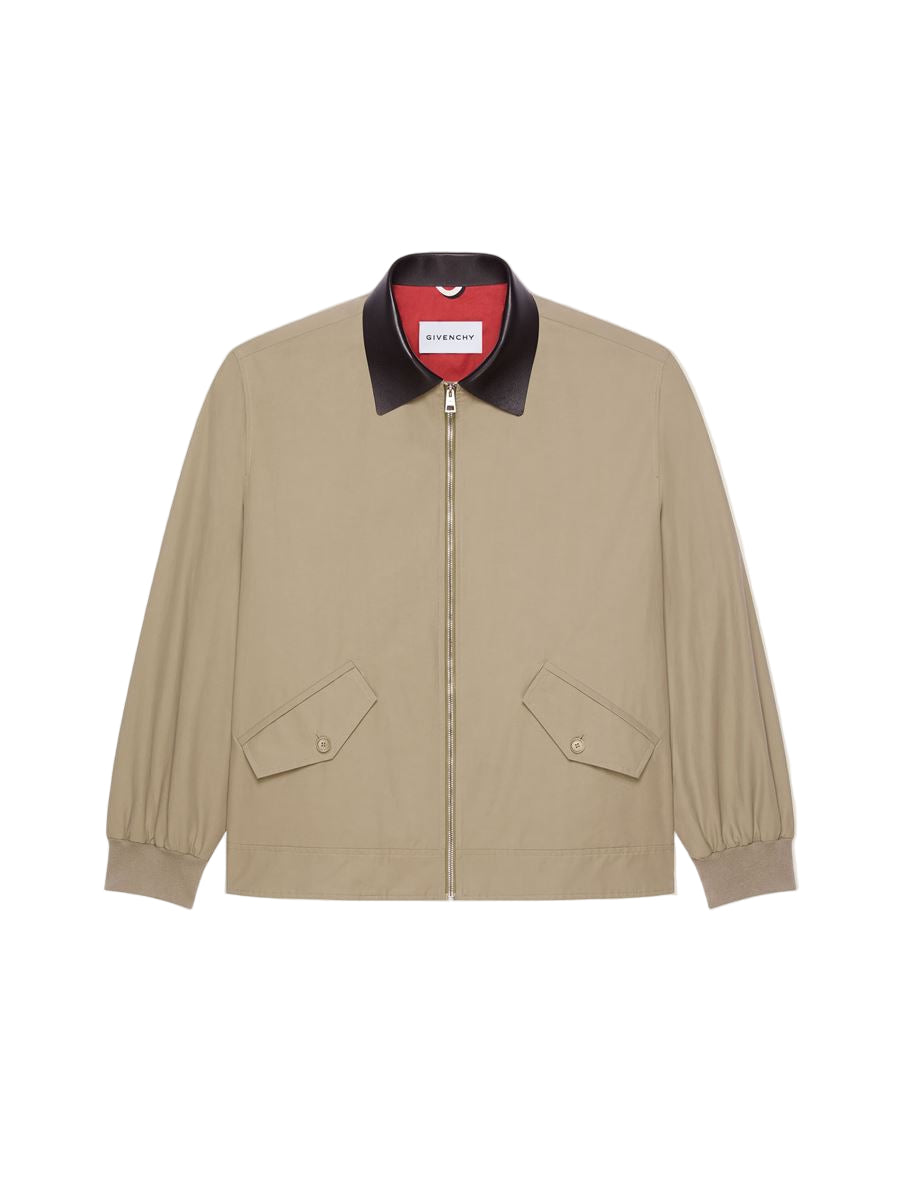 Harrington in cotton with leather details-GIVENCHY-Verso