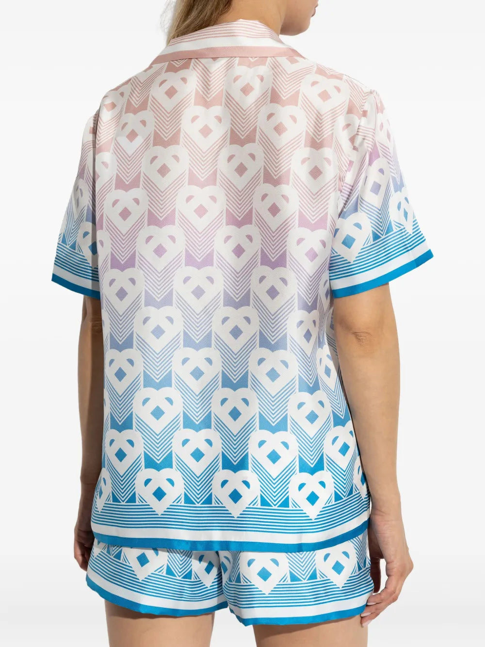 Heart-monogram silk shirt-CASABLANCA-Verso