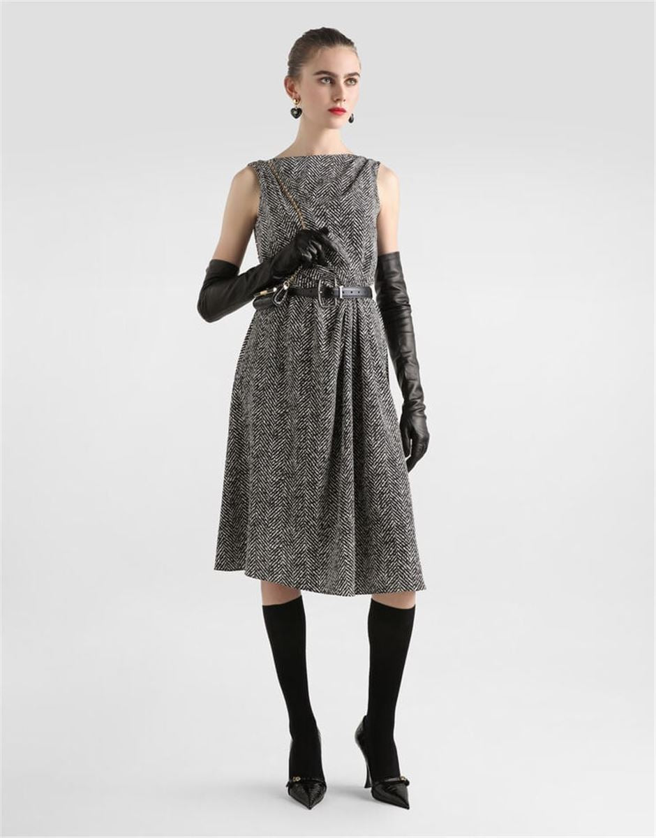 HEAVY CRÊPE COCKTAIL DRESS WITH CHEVRON PRINT-DOLCE & GABBANA-Verso