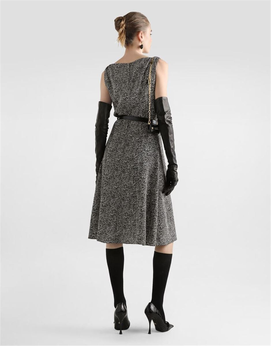 HEAVY CRÊPE COCKTAIL DRESS WITH CHEVRON PRINT-DOLCE & GABBANA-Verso