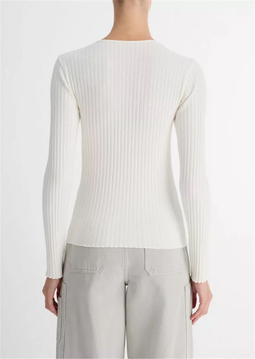 HENLEY-NECK RIBBED JUMPER - VINCE - Verso