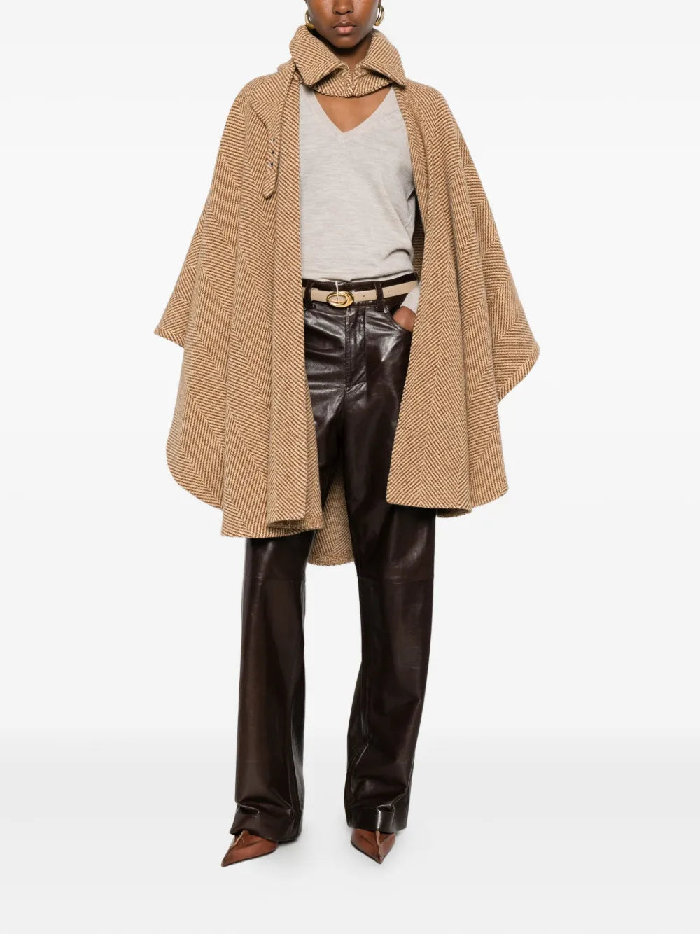 Herringbone cape coat-ERMANNO SCERVINO-Verso