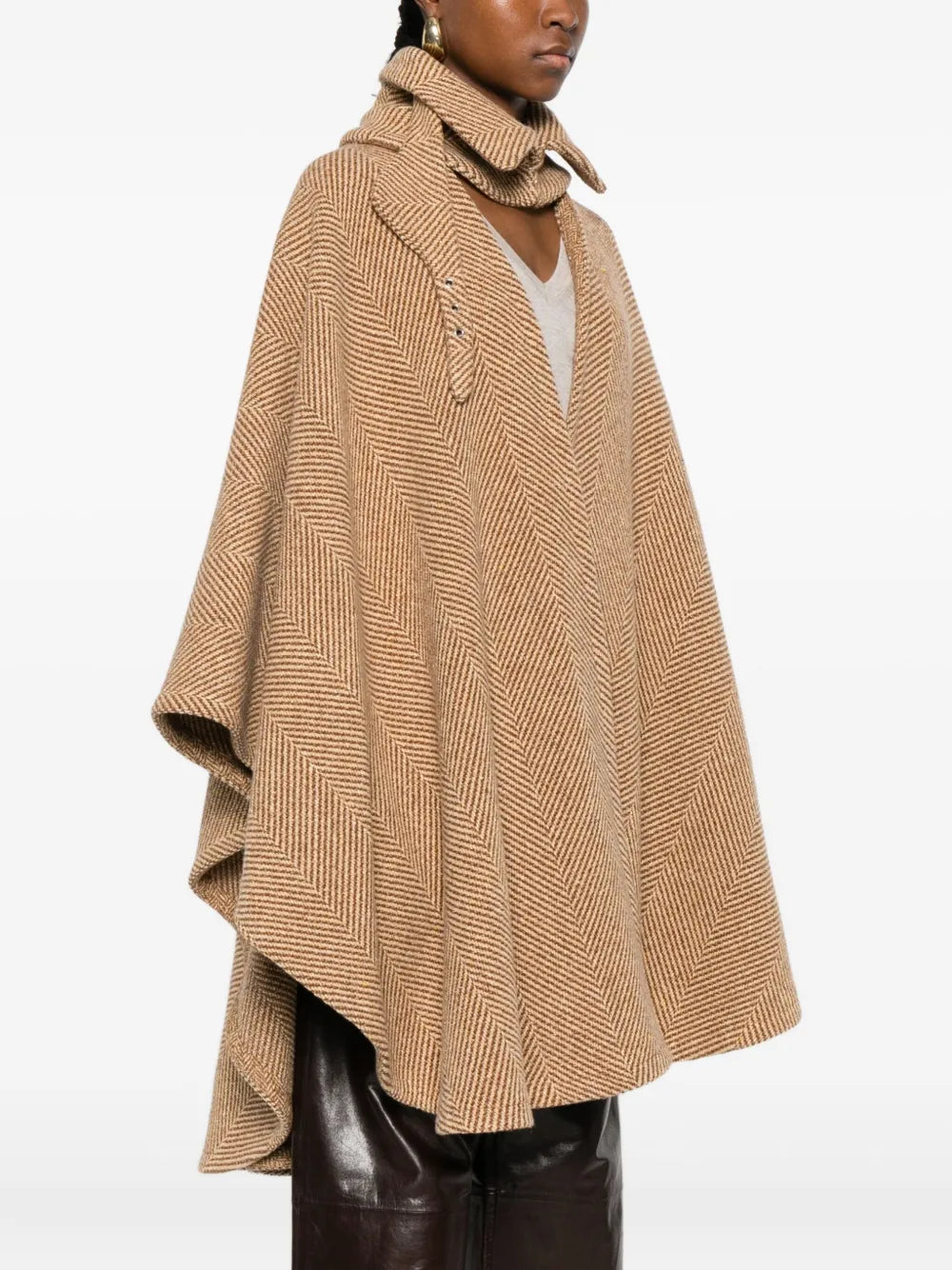 Herringbone cape coat-ERMANNO SCERVINO-Verso