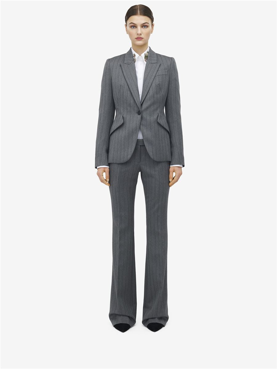 HERRINGBONE SINGLE-BREASTED JACKET IN GREY-A. MCQUEEN-Verso