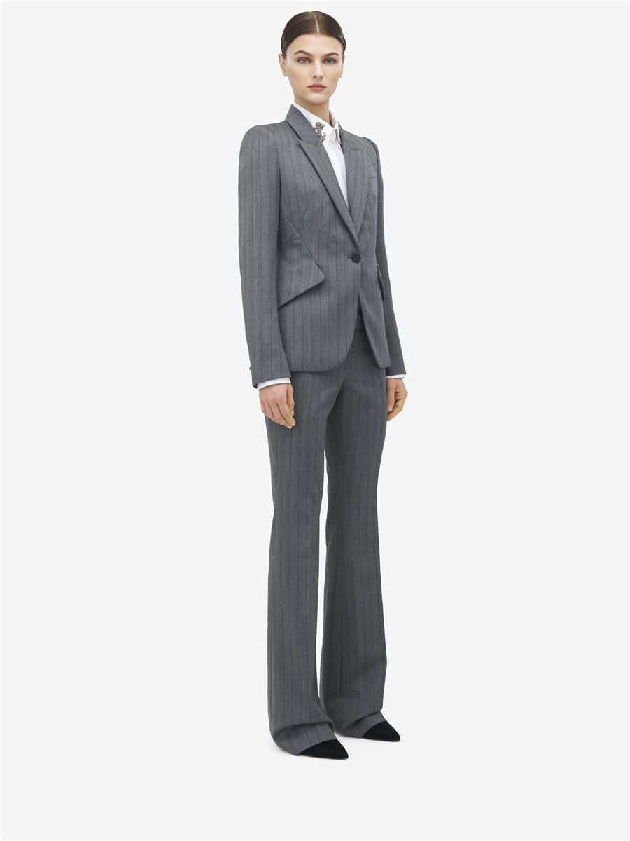 HERRINGBONE SINGLE-BREASTED JACKET IN GREY-A. MCQUEEN-Verso