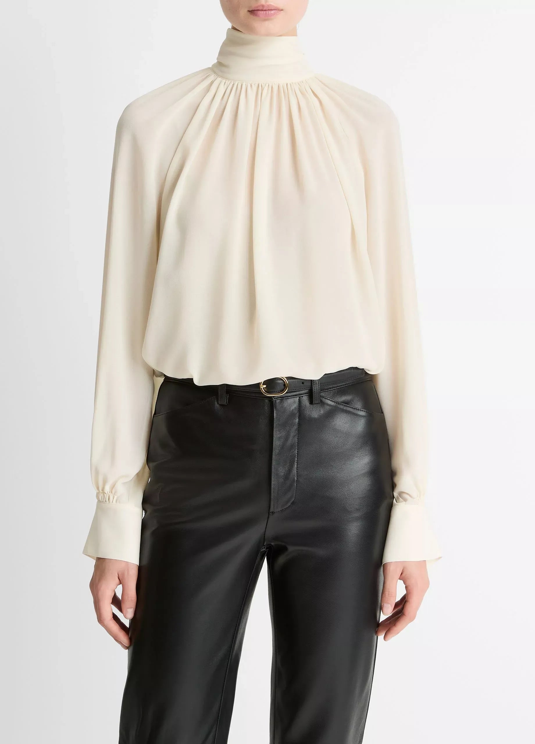 High-neck draped blouse-VINCE-Verso