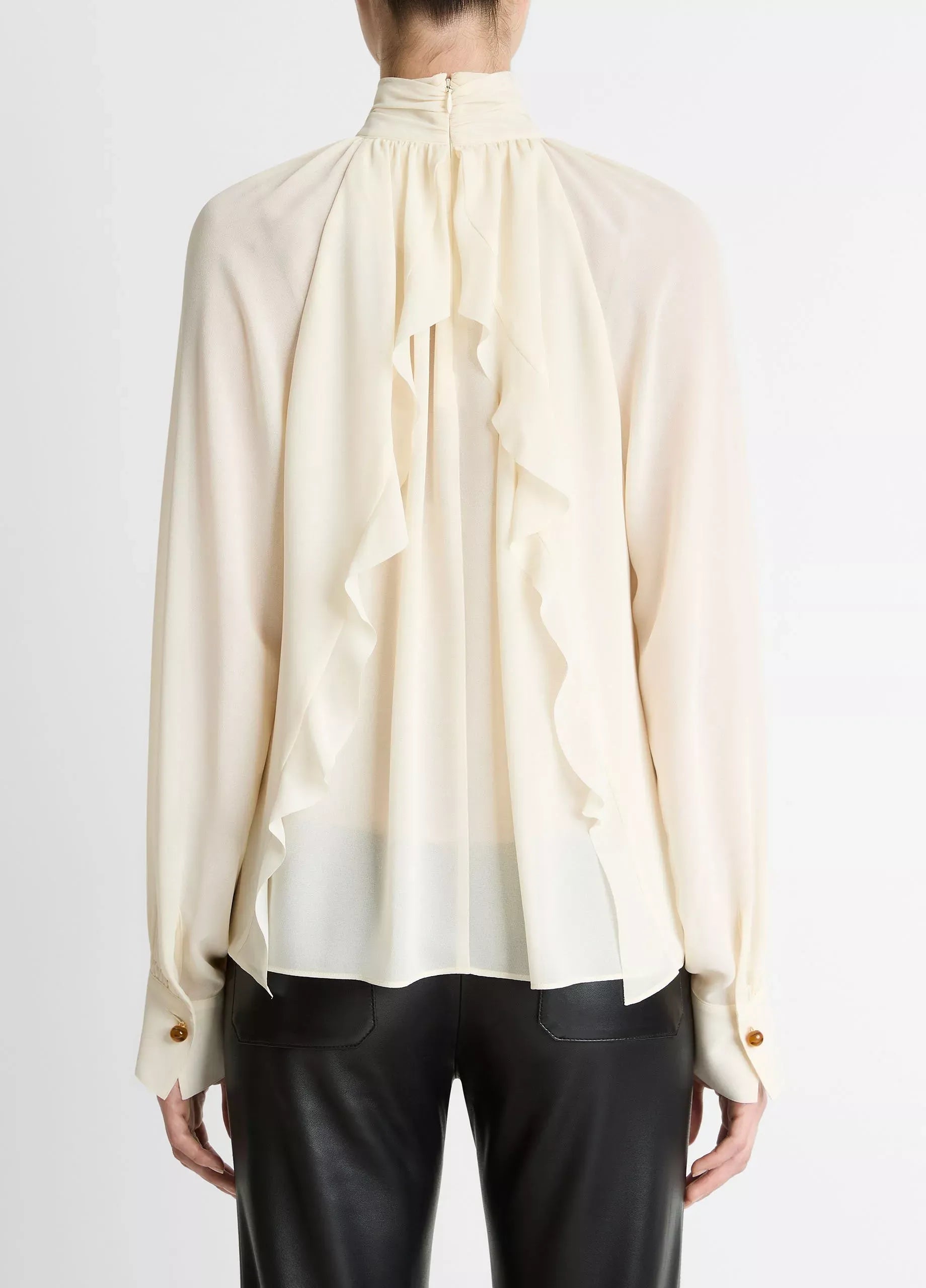 High-neck draped blouse-VINCE-Verso
