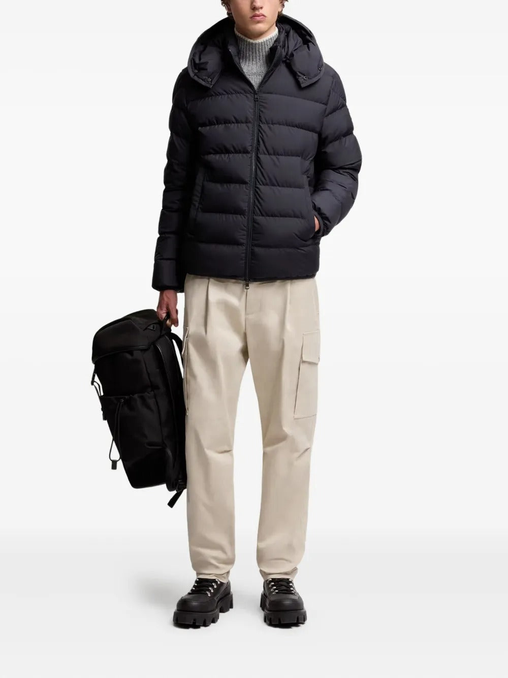 Hooded Quilted Jacket-MONCLER-Verso
