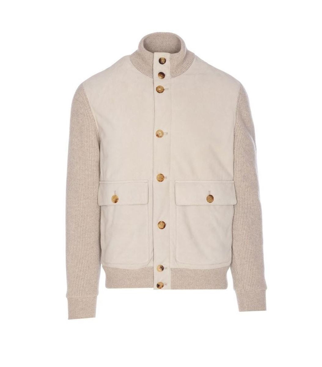 Ice grey jacket frontal buttons closure-BRUNELLO CUCINELLI-Verso