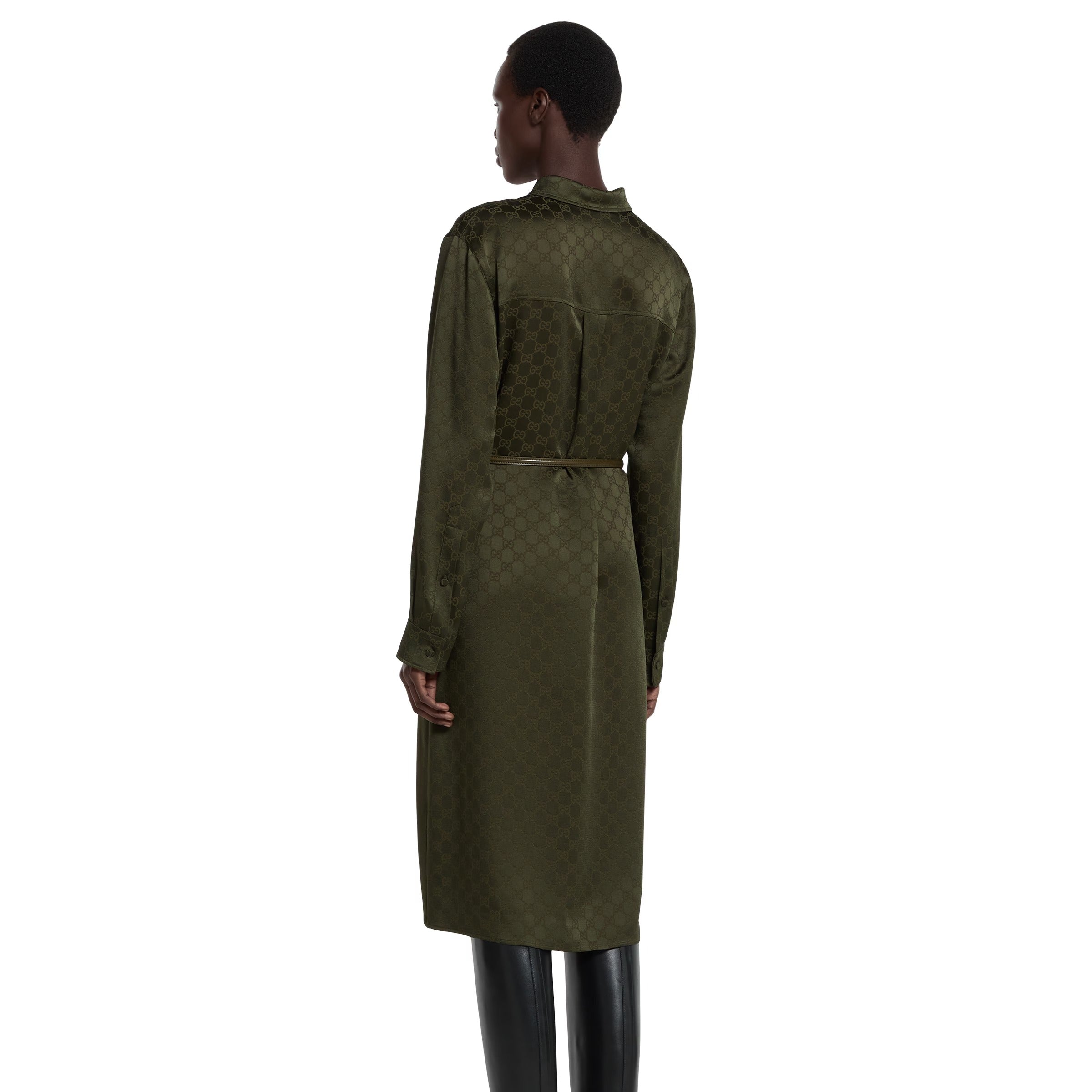 Gg satin shirt dress