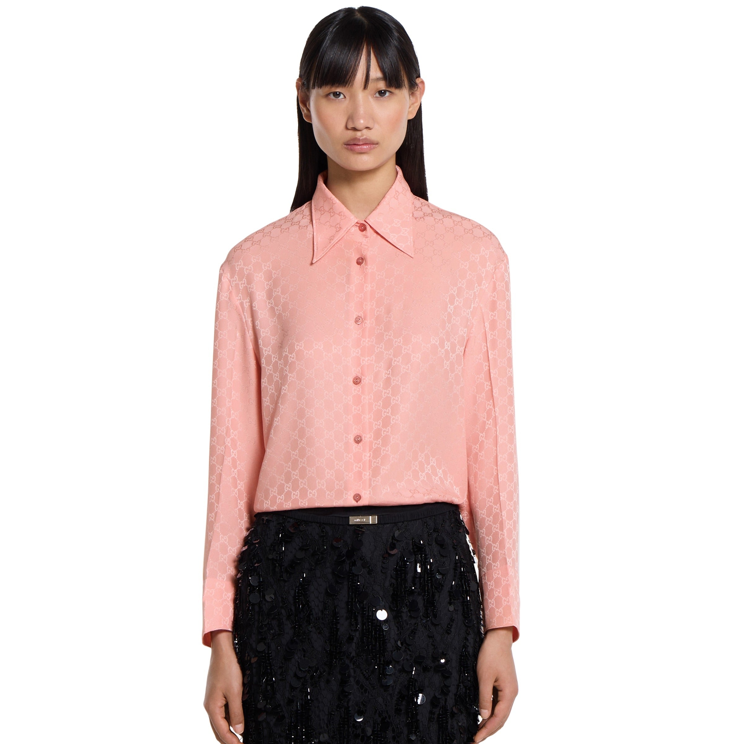 Gg silk jacquard shirt