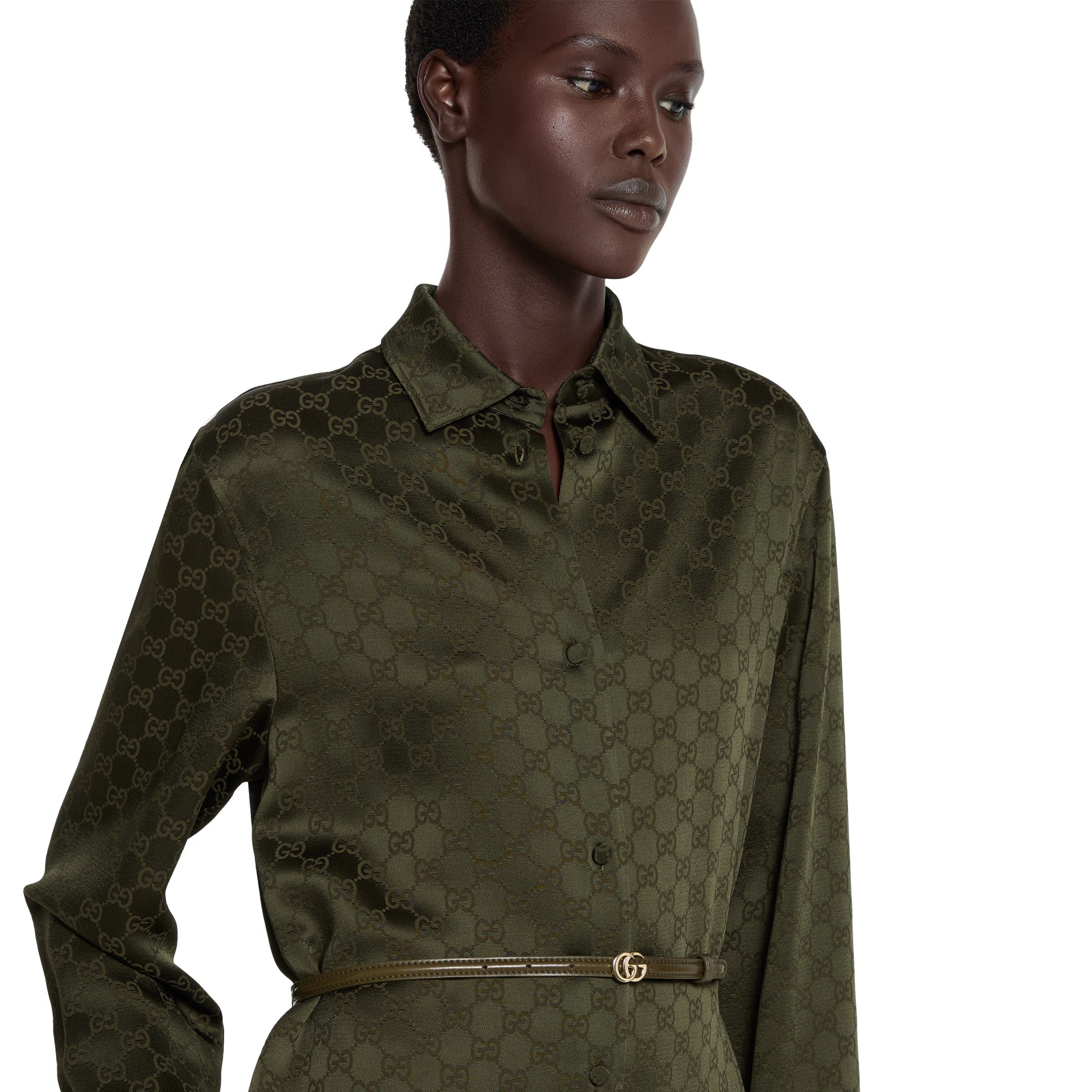 Gg satin shirt dress