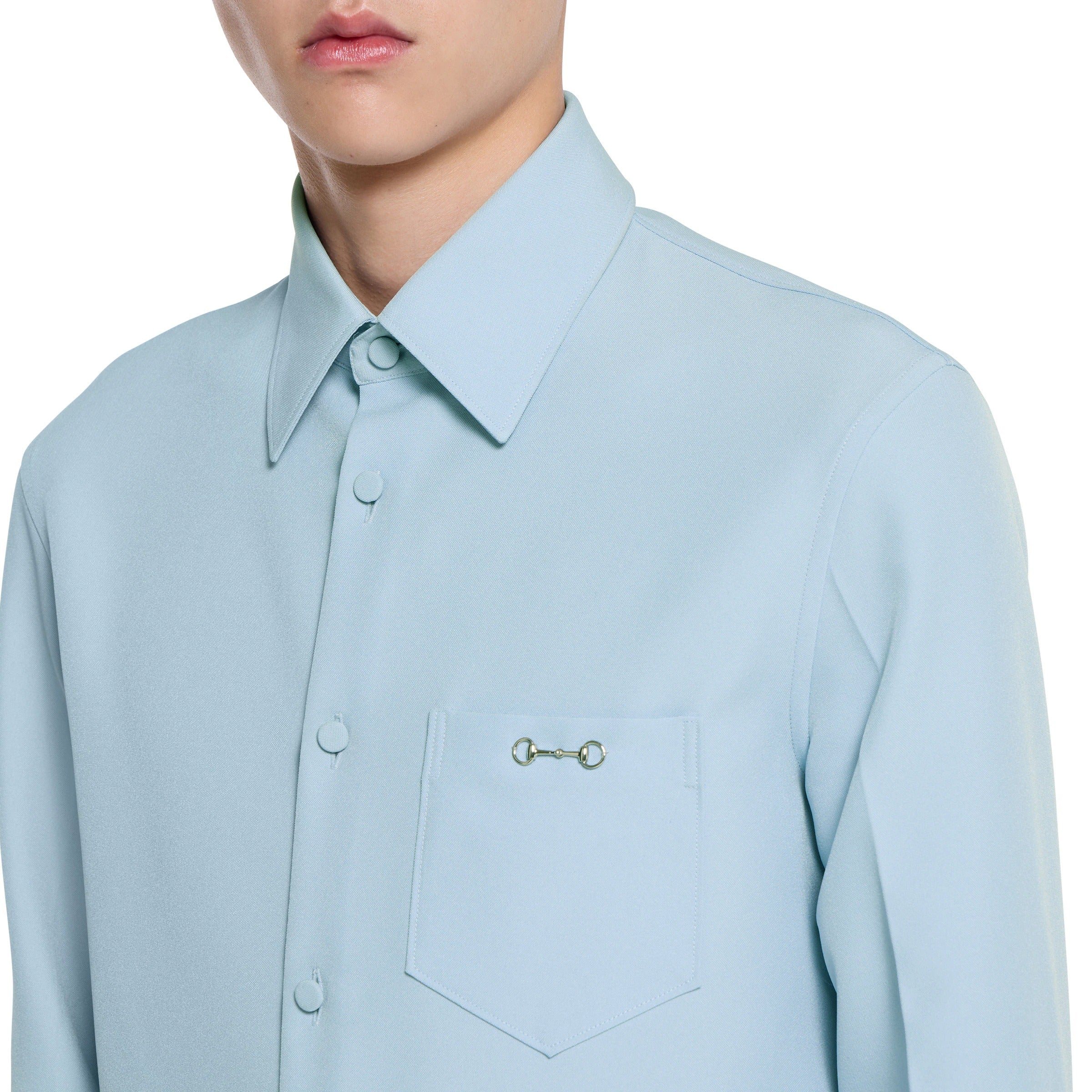 Polyester twill shirt with horsebit