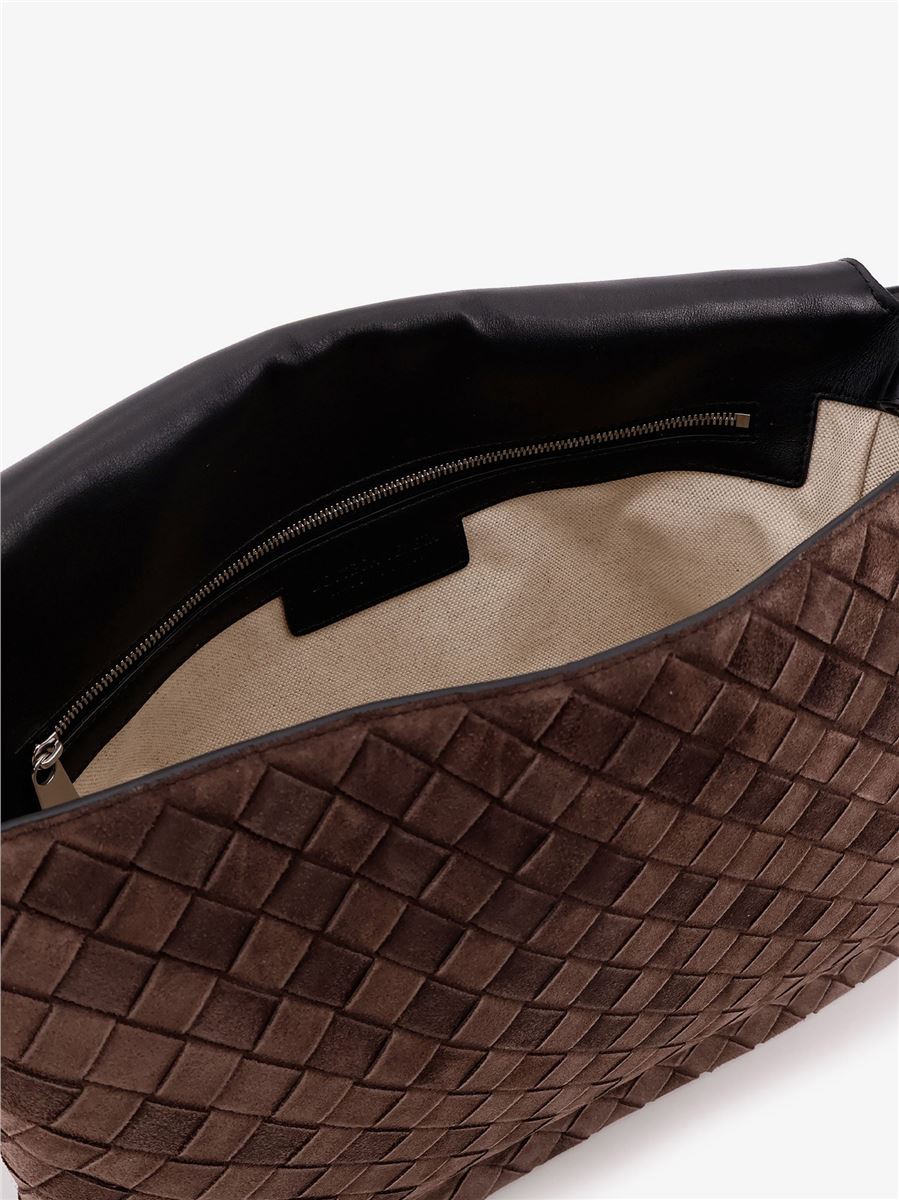 intrecciato suede shoulder bag-BOTTEGA VENETA-Verso