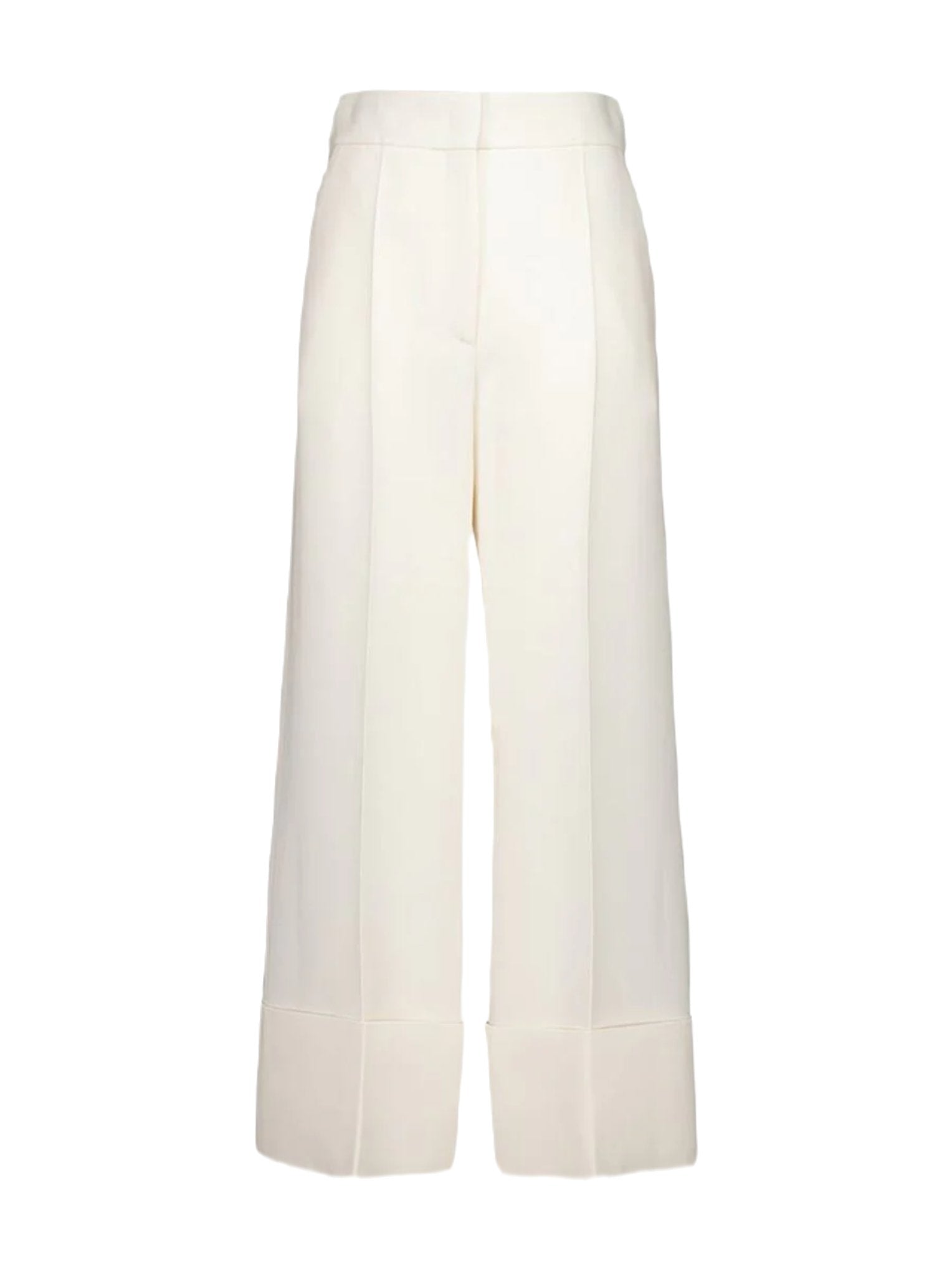 IVORY WIDE-LEG VIRGIN WOOL CREPE TROUSERS -  VALENTINO -  Verso