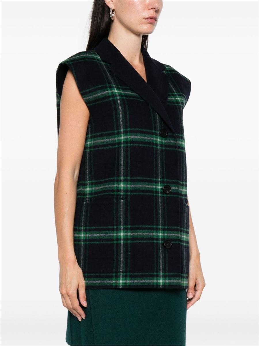 JULIE CHECK LAPEL SLEEVELESS VEST-ALICIA AUDREY-Verso