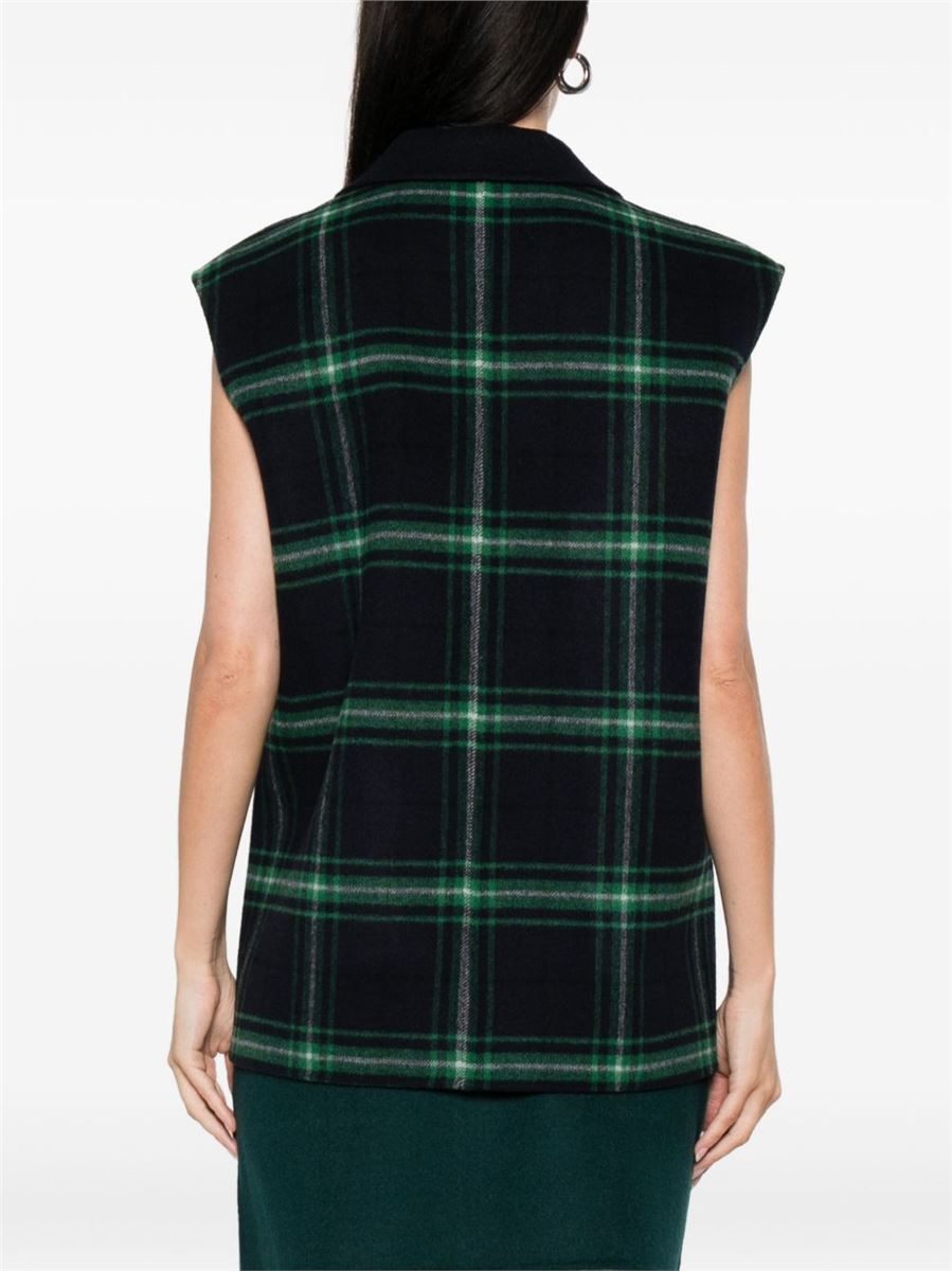 JULIE CHECK LAPEL SLEEVELESS VEST-ALICIA AUDREY-Verso
