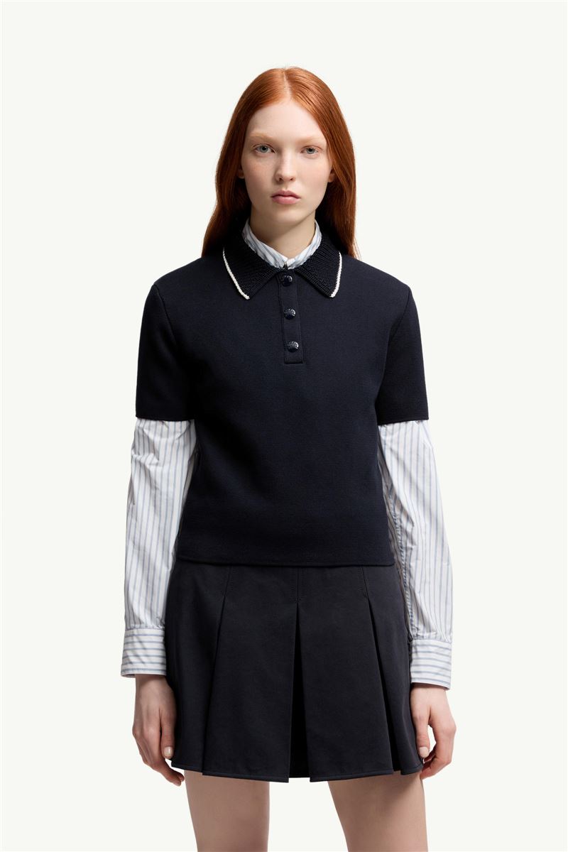 KNIT COTTON POLO SHIRT-MONCLER-Verso