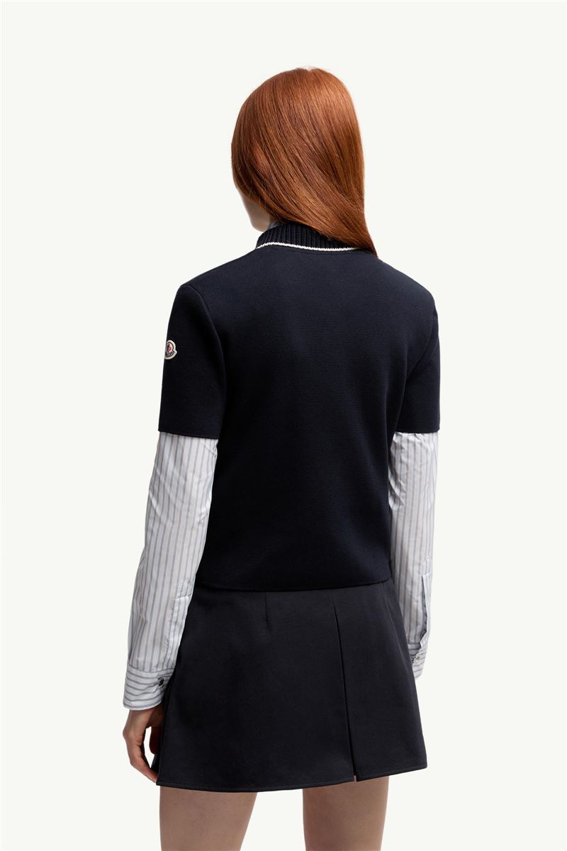 KNIT COTTON POLO SHIRT-MONCLER-Verso