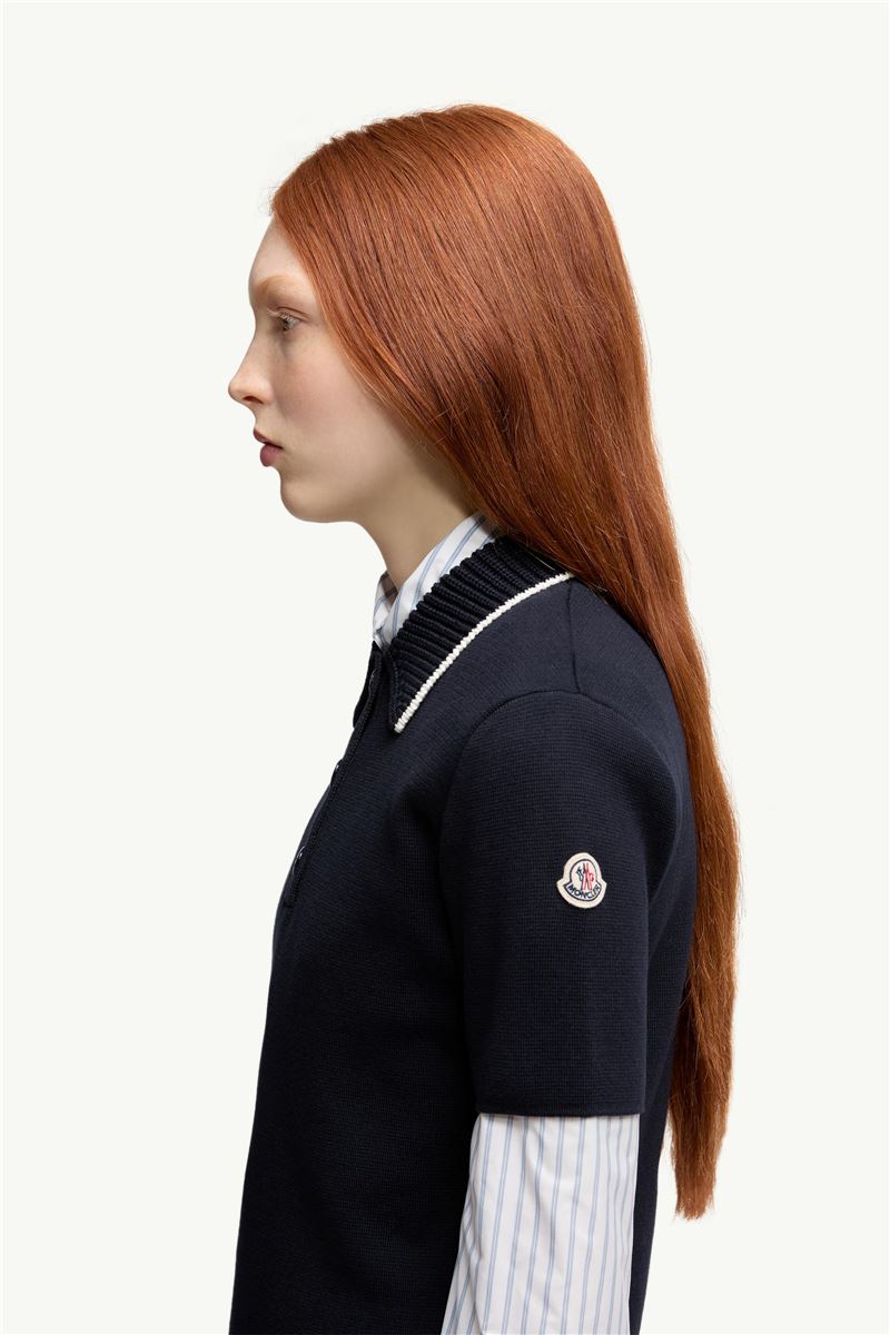 KNIT COTTON POLO SHIRT-MONCLER-Verso