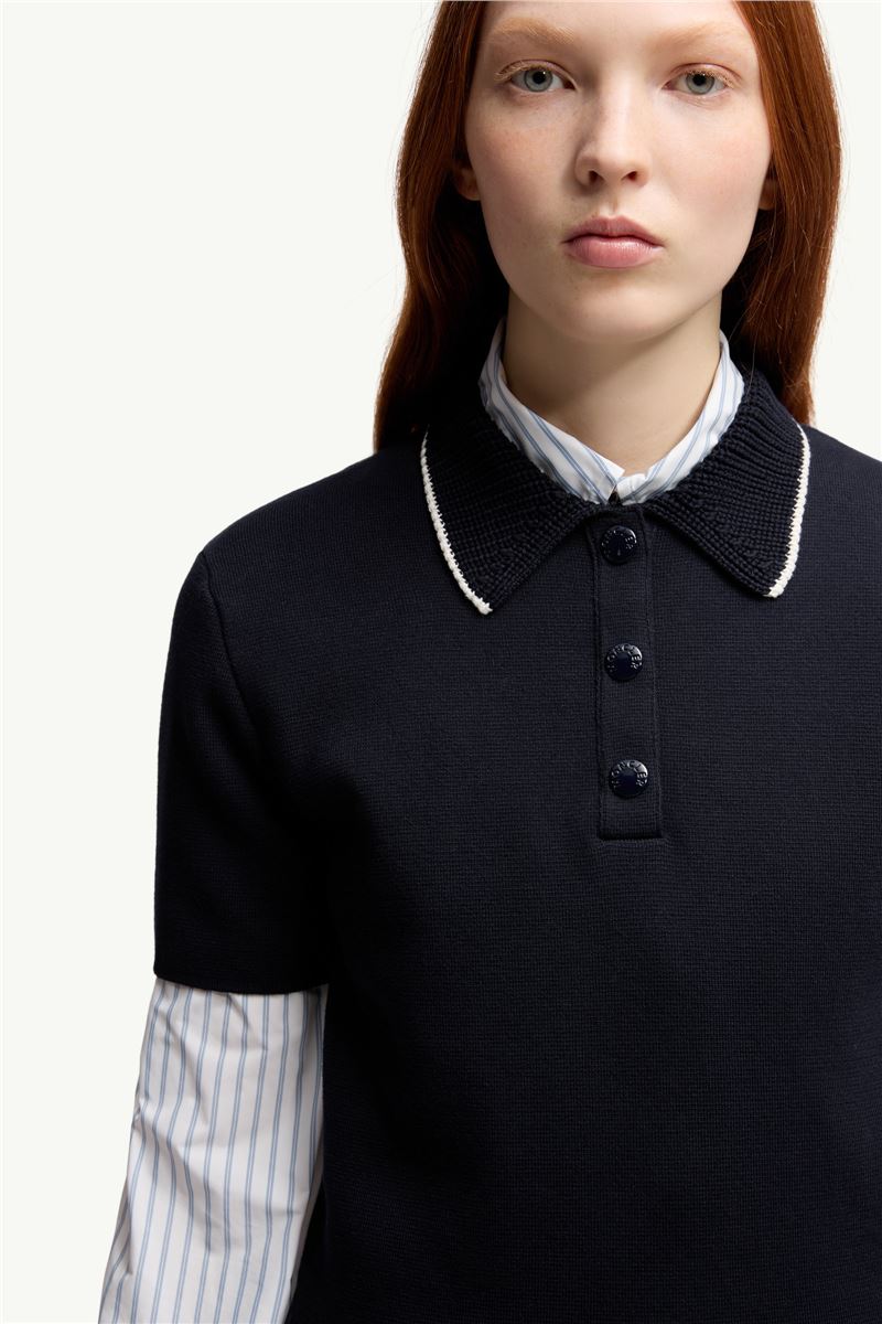 KNIT COTTON POLO SHIRT-MONCLER-Verso