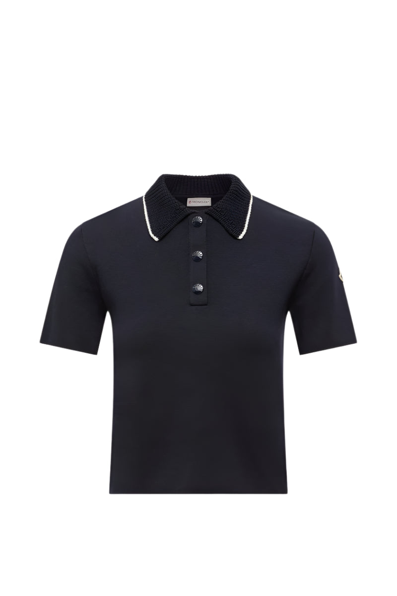 KNIT COTTON POLO SHIRT-MONCLER-Verso