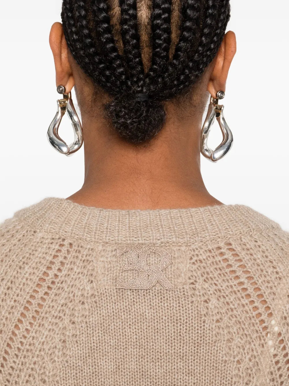 Lace-trimmed knit top