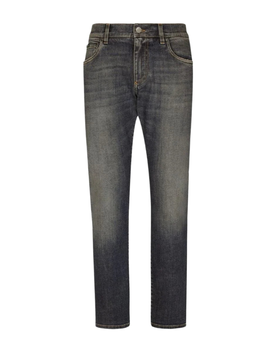 LIGHT BLUE WASH SLIM-FIT STRETCH JEANS - DOLCE & GABBANA - Verso