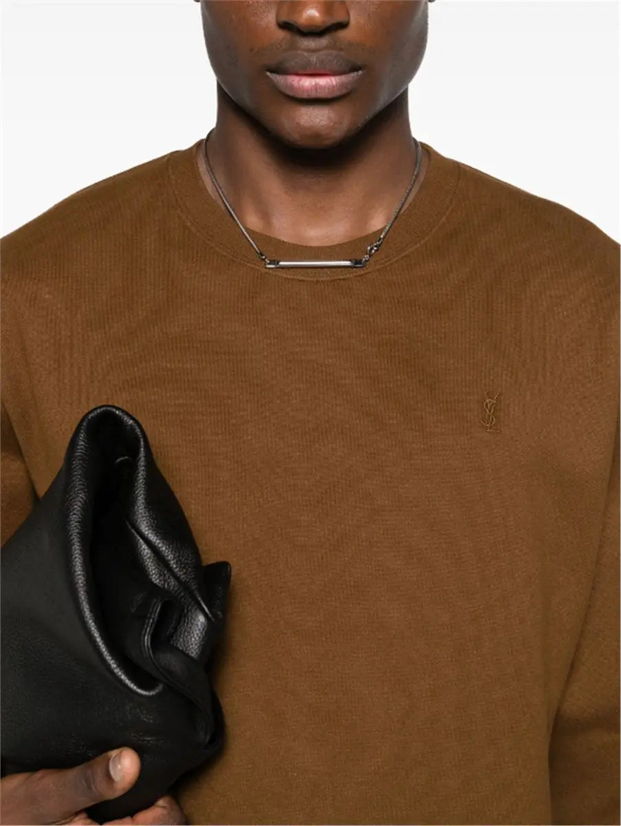 LOGO-EMBROIDERED COTTON SWEATSHIRT SAINT LAURENT