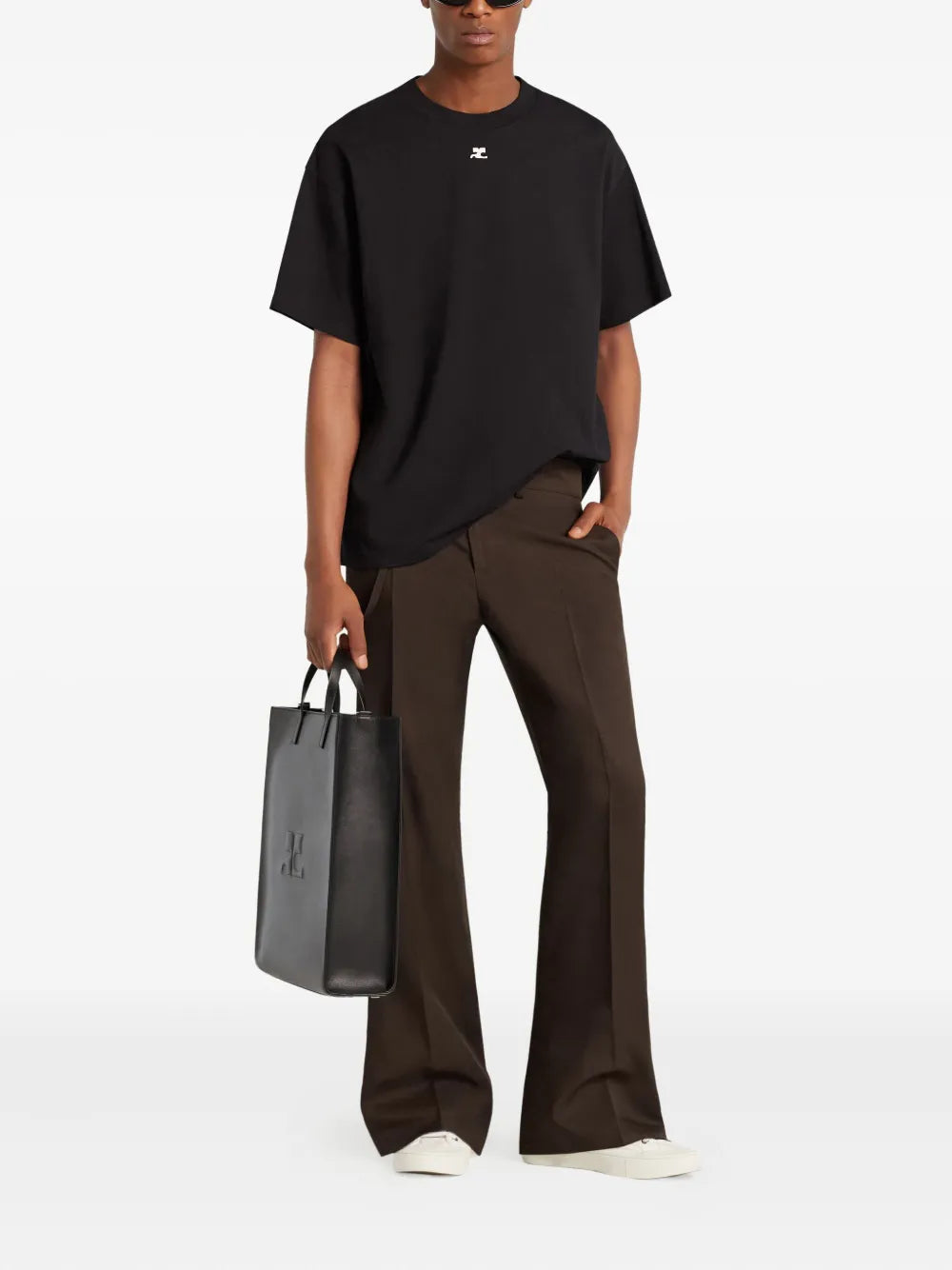 Logo-embroidered short-sleeve t-shirt-COURRÈGES-Verso