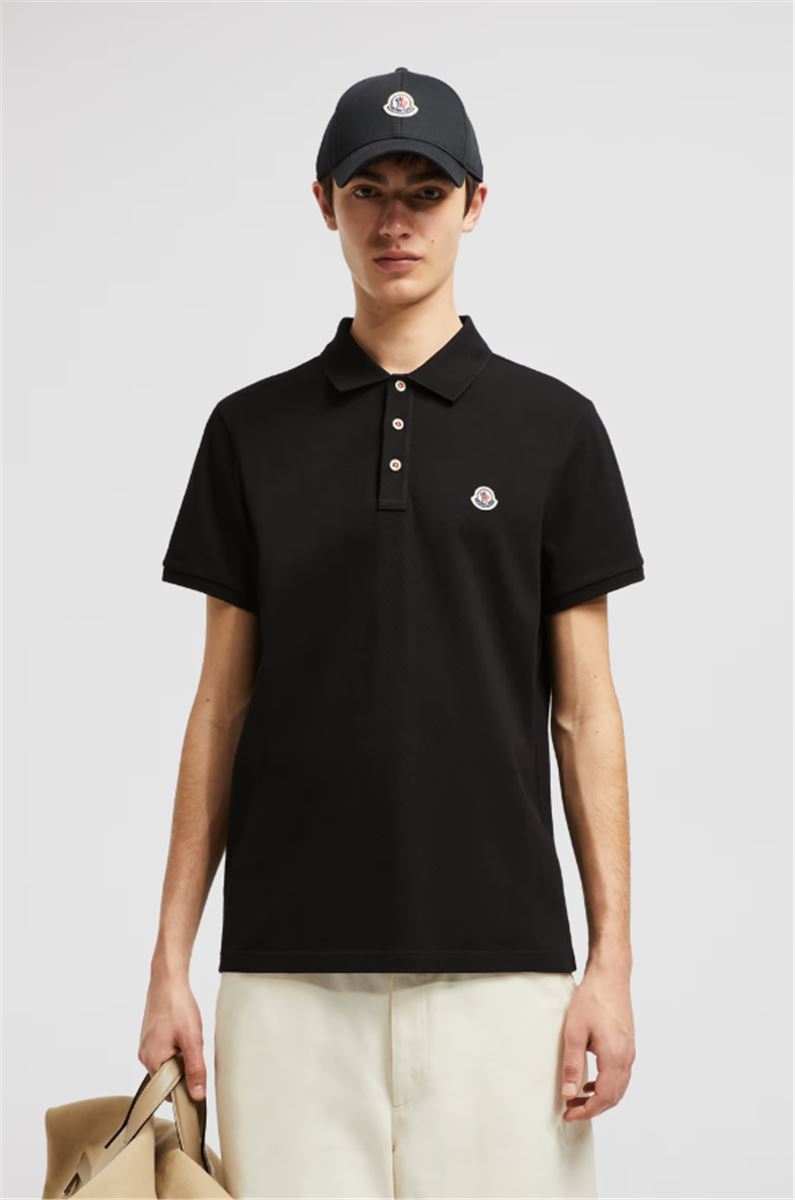 LOGO PATCH COTTON POLO SHIRT - MONCLER - Verso