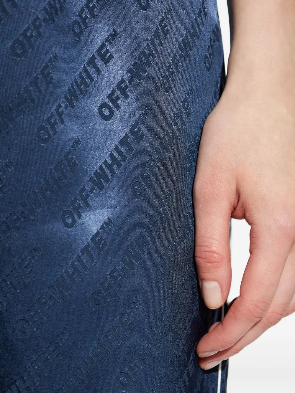 Logo-pattern piped trousers-OFF-WHITE-Verso