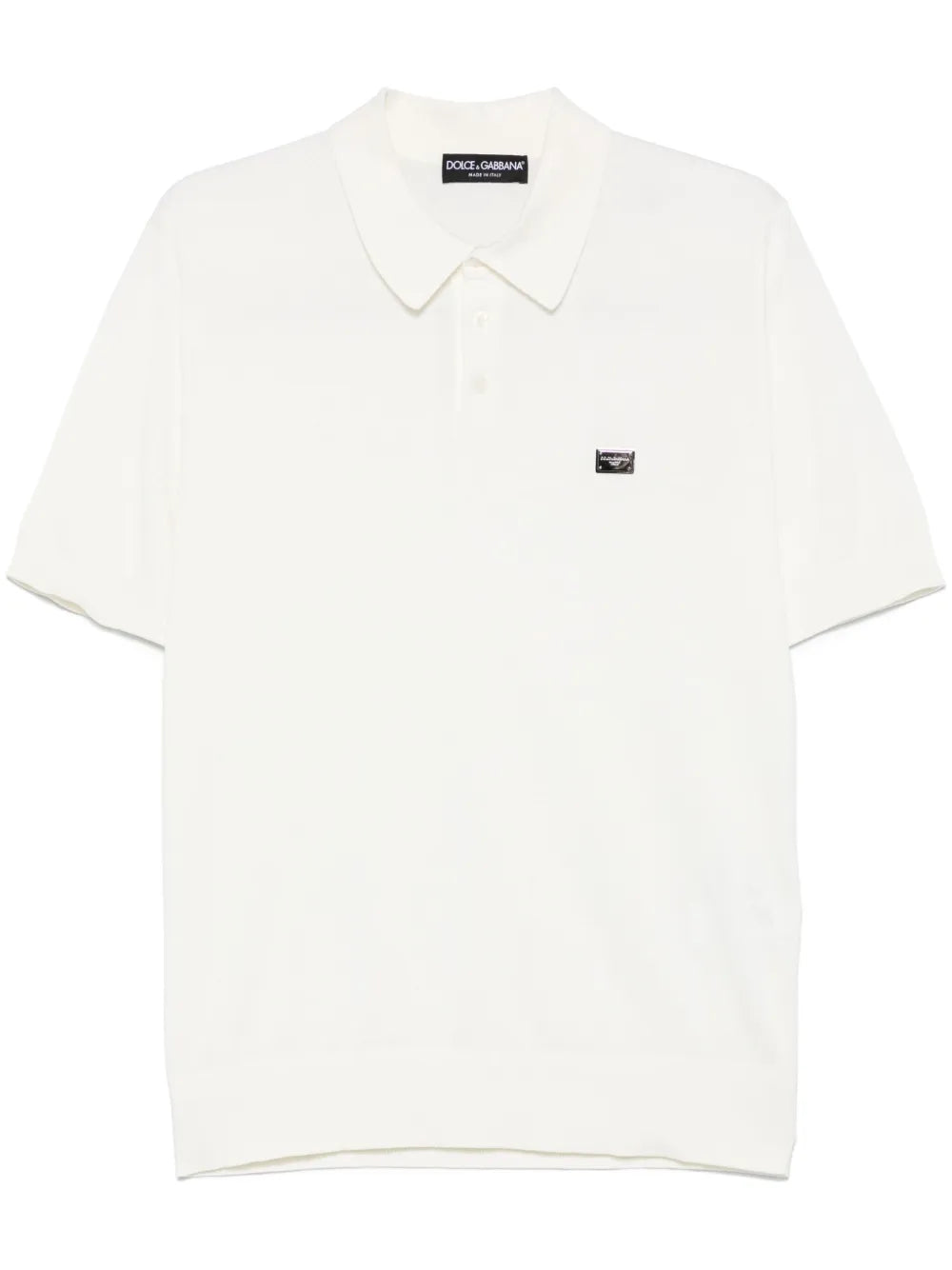 Logo-plaque Cotton Polo Shirt-DOLCE & GABBANA-Verso