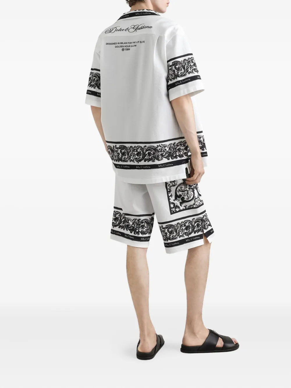 Logo-print cotton shorts-DOLCE & GABBANA-Verso