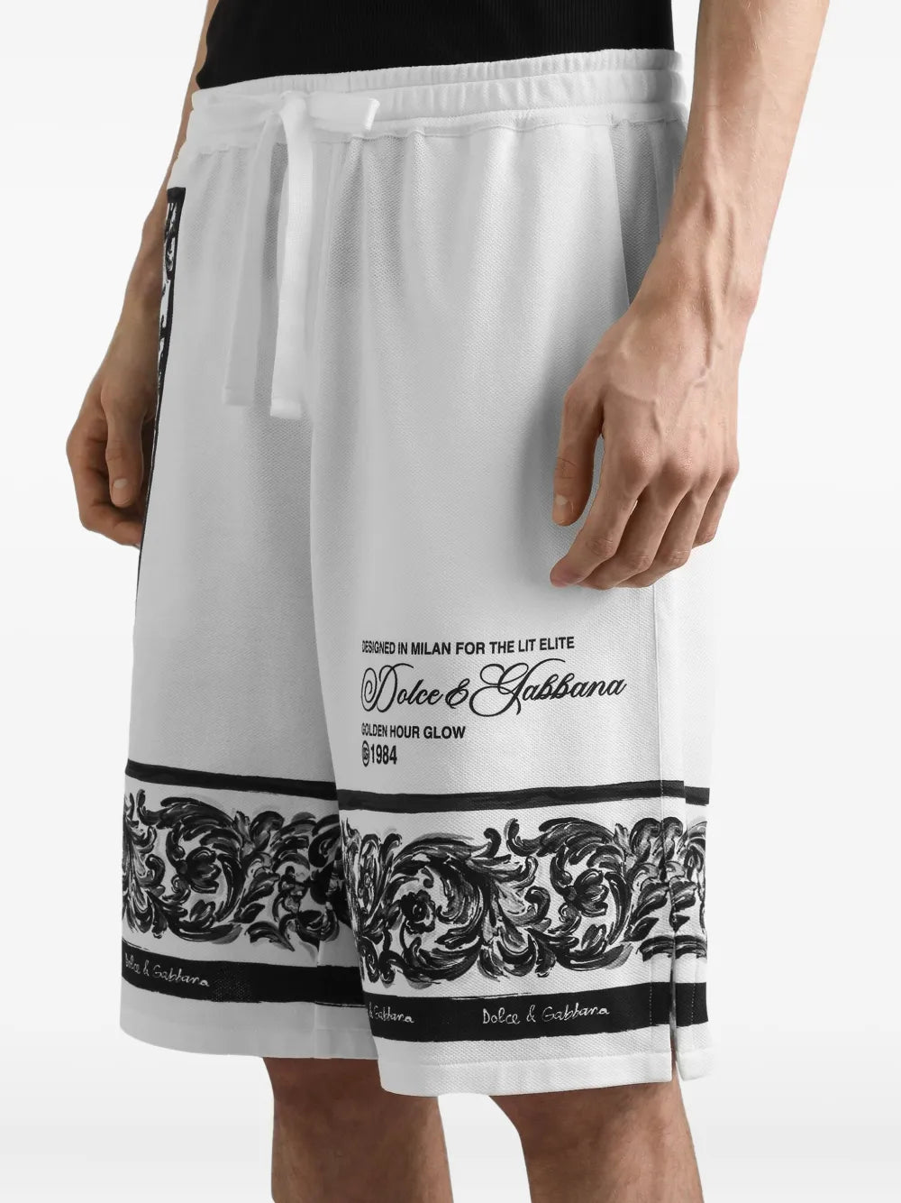 Logo-print cotton shorts-DOLCE & GABBANA-Verso