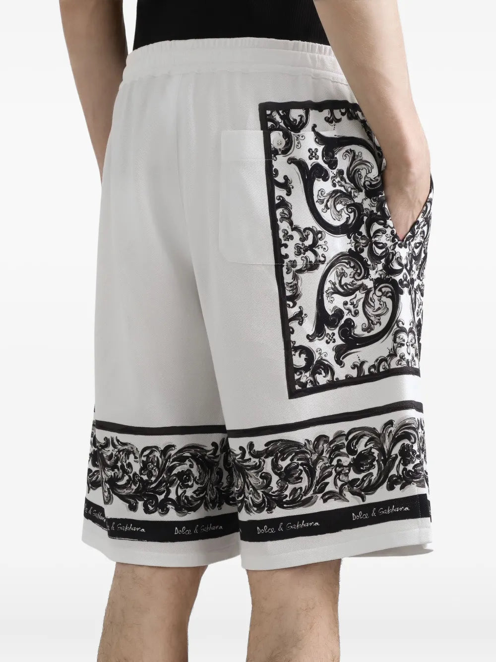 Logo-print cotton shorts-DOLCE & GABBANA-Verso