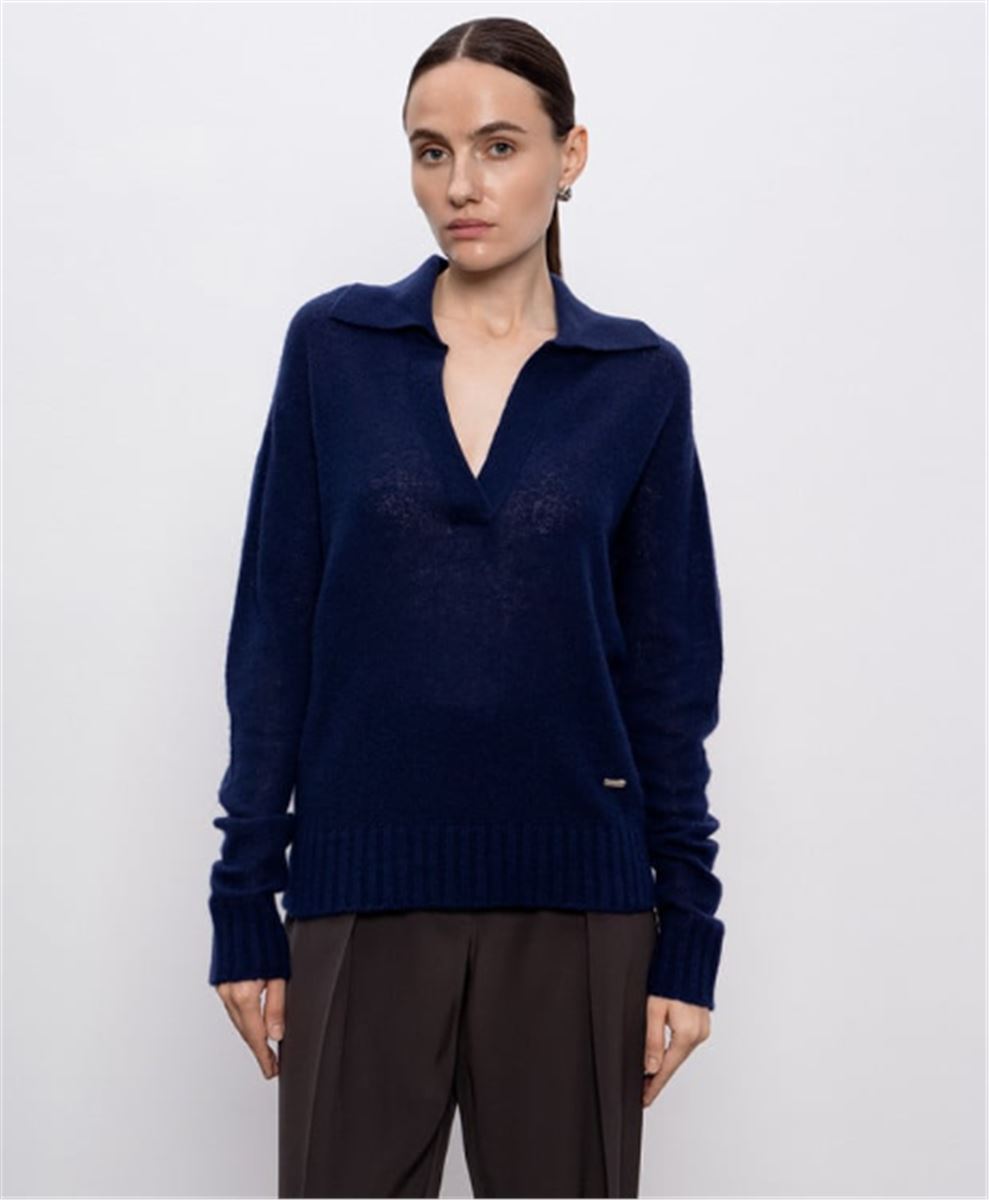Long sleeve cashmere silk polo-TOM FORD-Verso