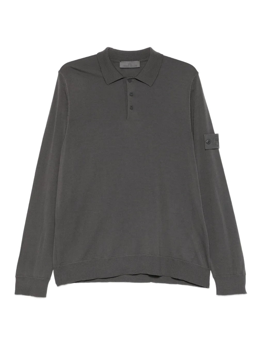 Long-sleeve Polo Jumper with Ribbed Trims-STONE ISLAND-Verso