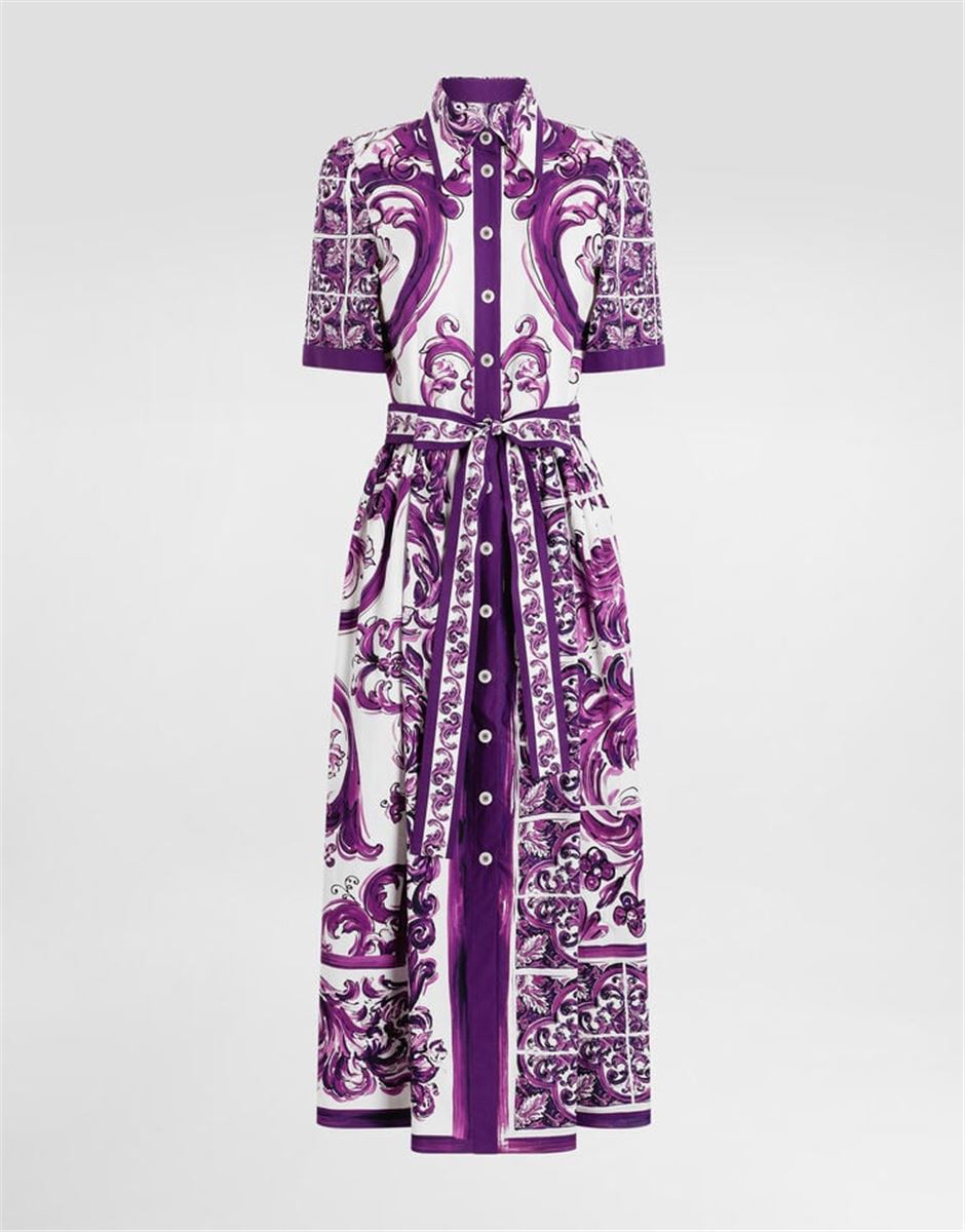 MAJOLICA-PRINT POPLIN SHIRT DRESS-DOLCE & GABBANA-Verso