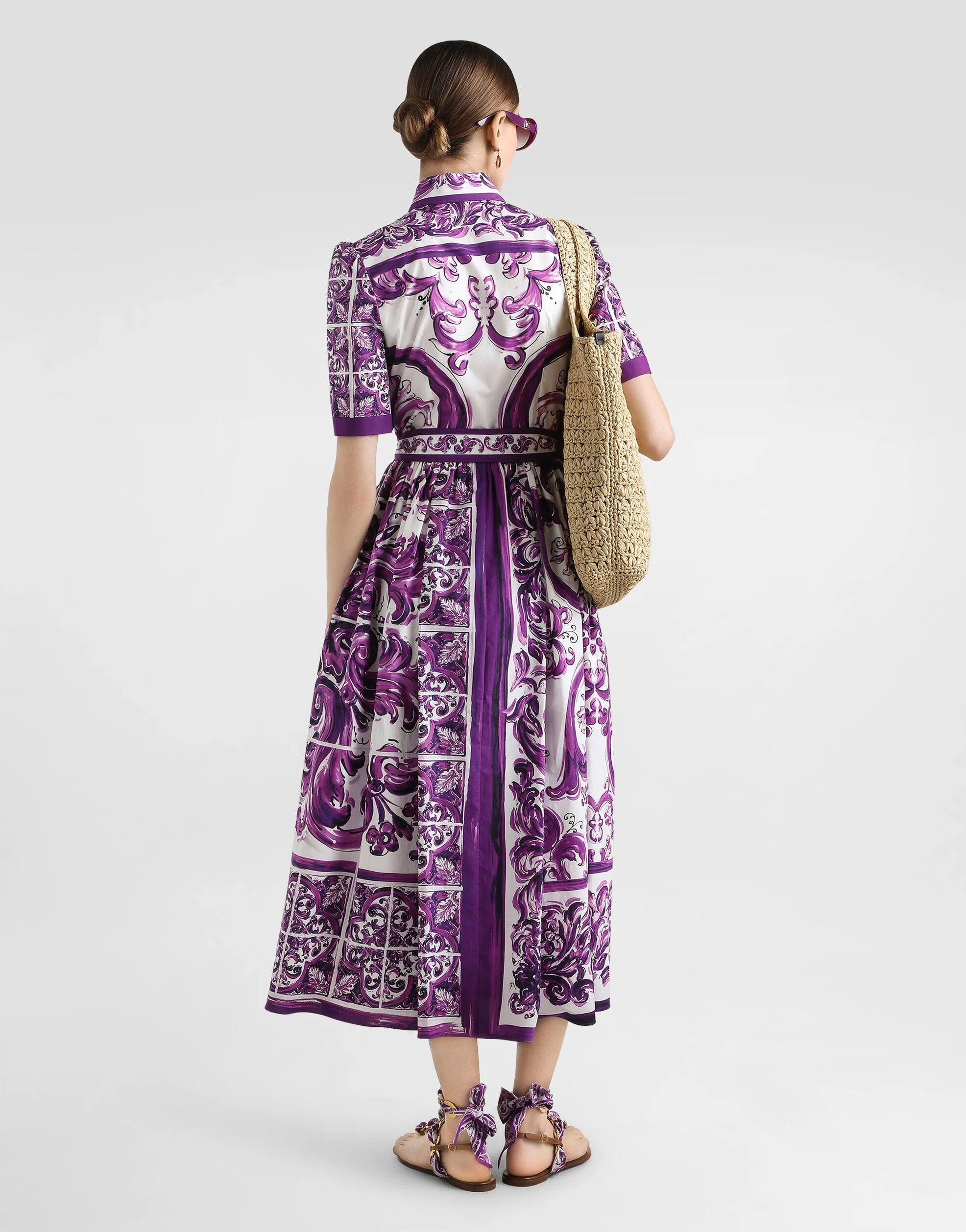 MAJOLICA-PRINT POPLIN SHIRT DRESS-DOLCE & GABBANA-Verso