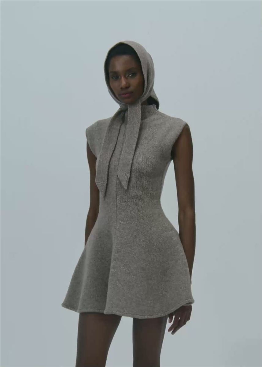 MARLED KNIT SKATER DRESS IN BEIGE-MAGDA BUTRYM-Verso