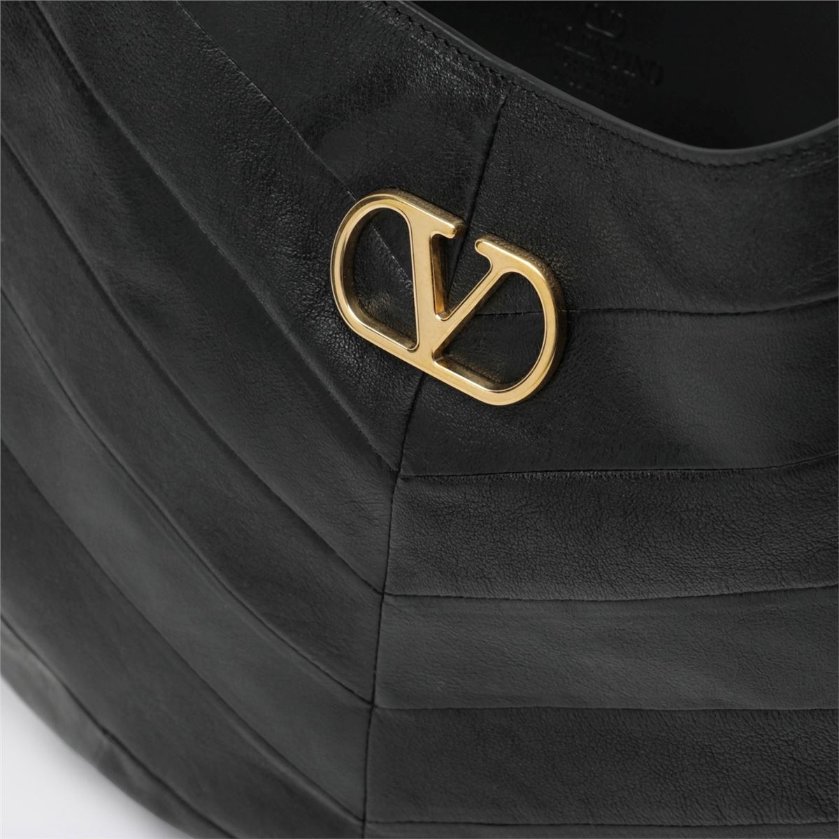 Medium hoboho bag in black chevron-pattern nappa-VALENTINO-Verso