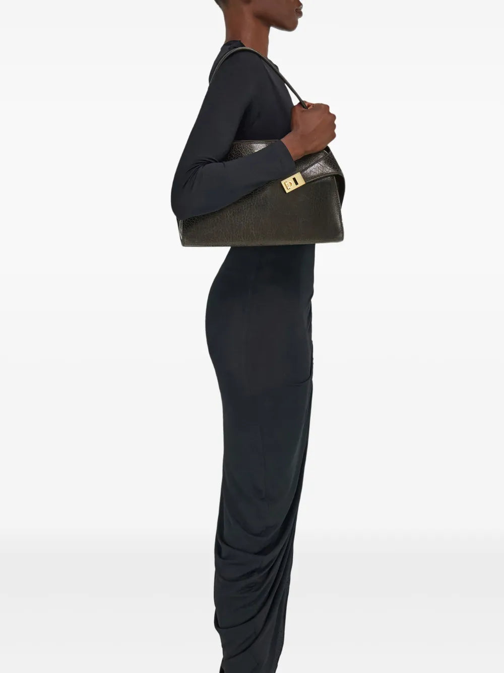 Medium hug gancini-buckles shoulder bag-FERRAGAMO-Verso