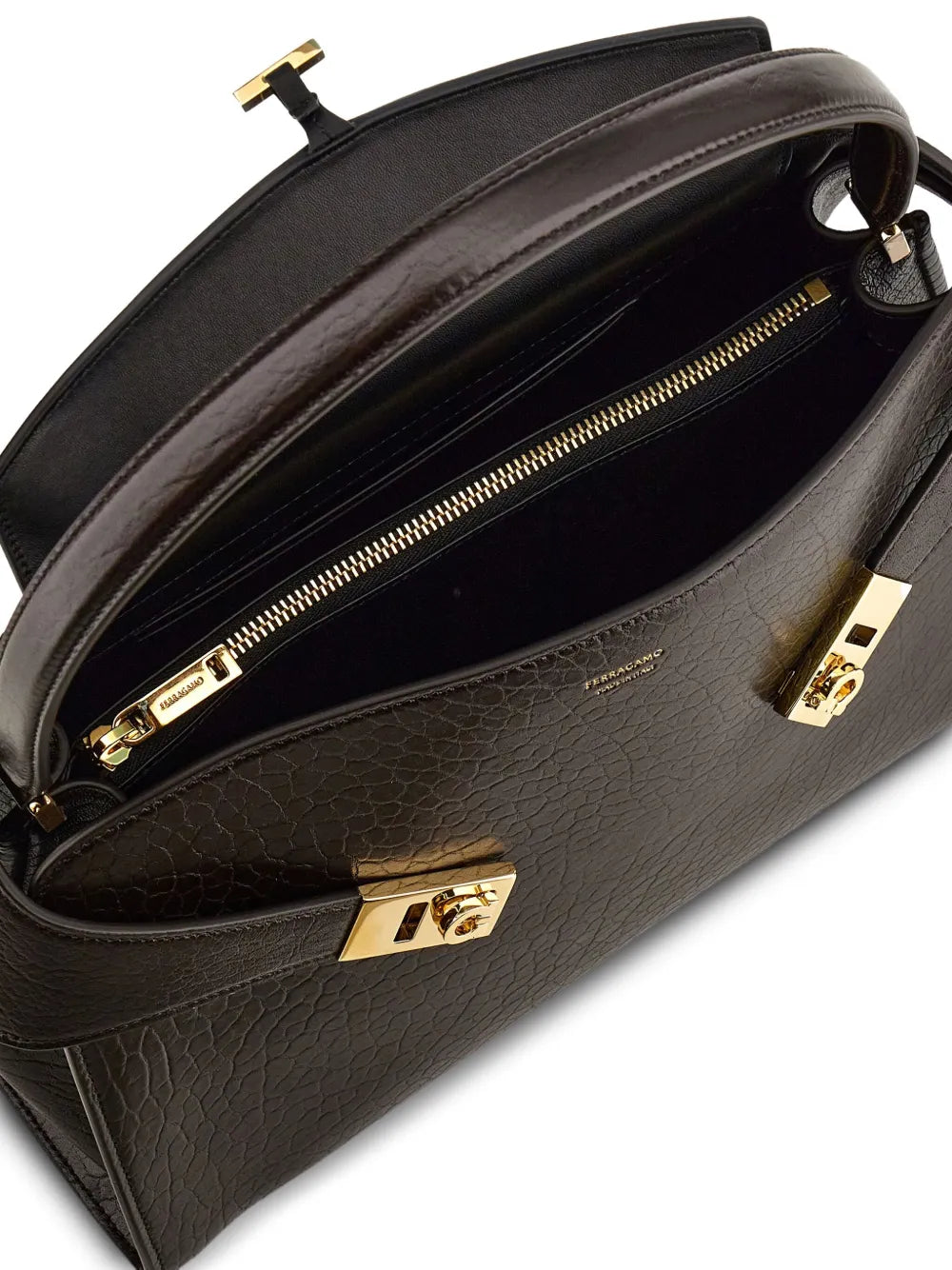 Medium hug gancini-buckles shoulder bag-FERRAGAMO-Verso