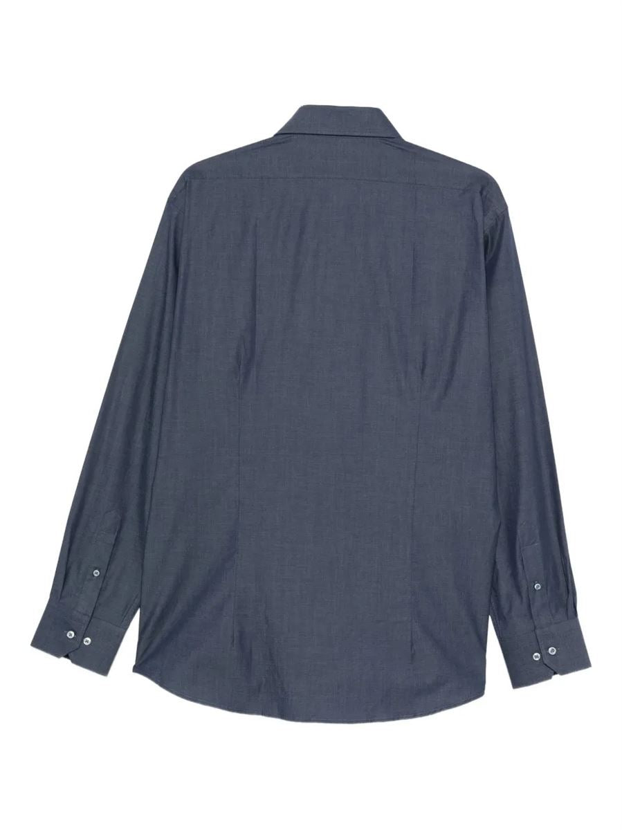 Mélange-effect shirt-SAND-Verso